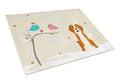 Christmas Presents between Friends English Foxhound Cutting Board Tempered Glass Kitchen Cutting Surface, Heat Resistant Chopping, Non-Slip Feet, Food Prep & Serving