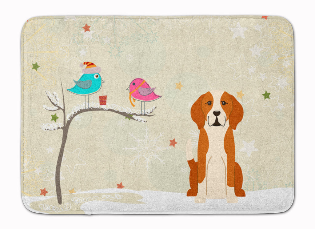Christmas Presents between Friends English Foxhound Memory Foam Kitchen Mat Machine Washable Anti-Fatigue Cushion Comfort Bath or Kitchen Rug