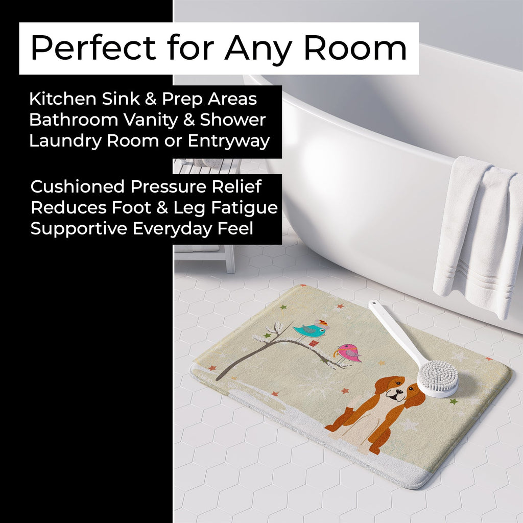 Christmas Presents between Friends English Foxhound Memory Foam Kitchen Mat Machine Washable Anti-Fatigue Cushion Comfort Bath or Kitchen Rug
