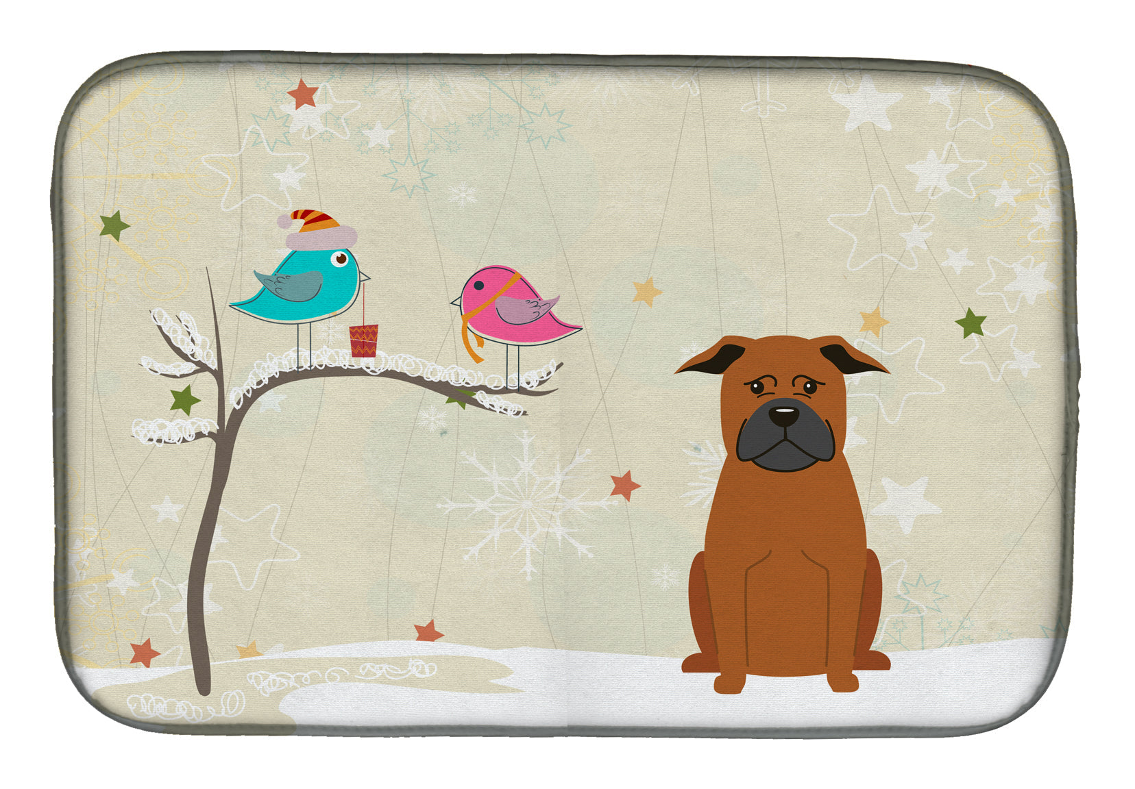 Christmas Presents between Friends Chinese Chongqing Dog Dish Drying Mat Absorbent Dish Drying Mat Pad for Kitchen Counter Dish Drainer Mat for Countertop, 14 x 21", Multicolor