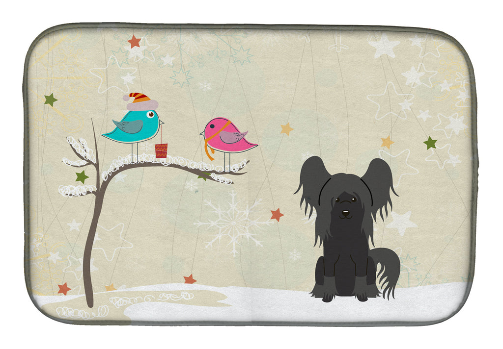 Christmas Presents between Friends Chinese Crested - Black Dish Drying Mat Absorbent Dish Drying Mat Pad for Kitchen Counter Dish Drainer Mat for Countertop, 14 x 21", Multicolor