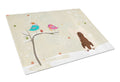 Christmas Presents between Friends Chinese Crested - Cream Cutting Board Tempered Glass Kitchen Cutting Surface, Heat Resistant Chopping, Non-Slip Feet, Food Prep & Serving