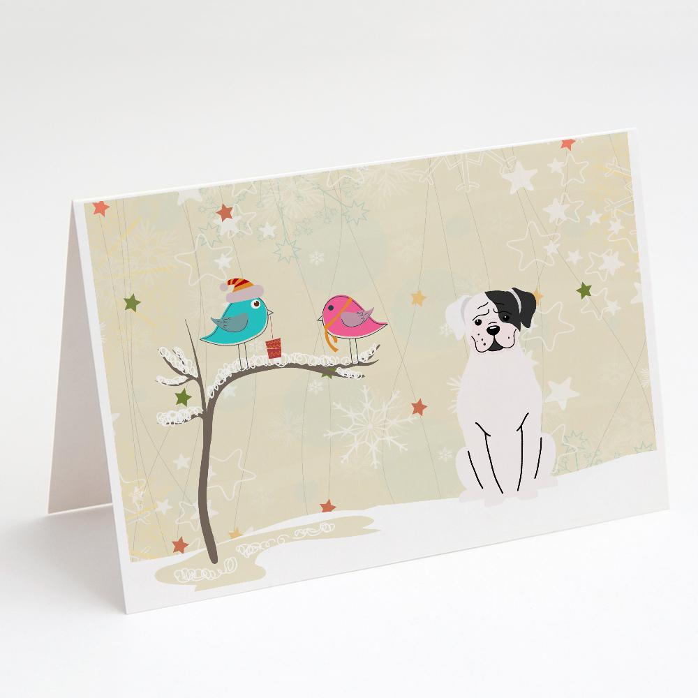 Christmas Presents between Friends Boxer - White Greeting Cards Pack of 8 Blank Cards with Envelopes Whimsical A7 Size 5x7