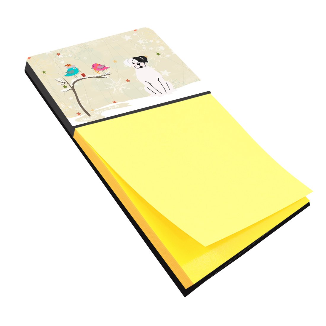 Christmas Presents between Friends Boxer - White Watercolor Sticky Note Holder Refillable Dispenser Desk Accessory 3x3 Pad Gift