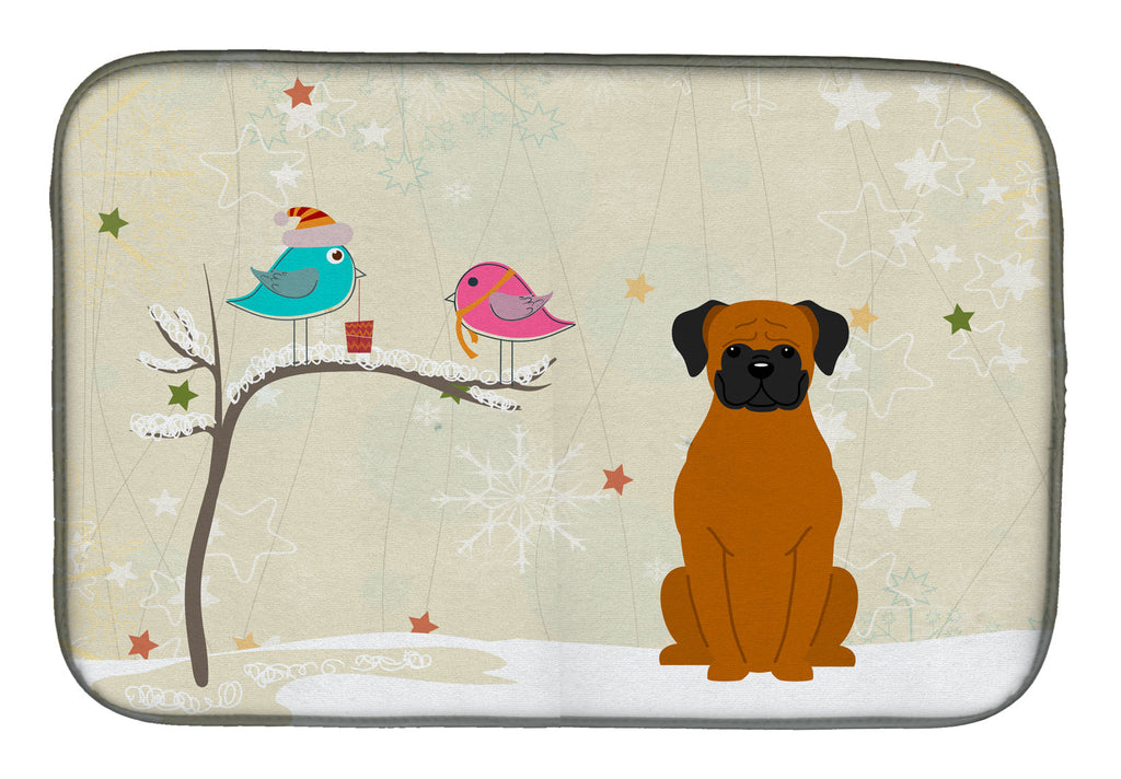 Christmas Presents between Friends Boxer - Fawn Dish Drying Mat Absorbent Dish Drying Mat Pad for Kitchen Counter Dish Drainer Mat for Countertop, 14 x 21", Multicolor