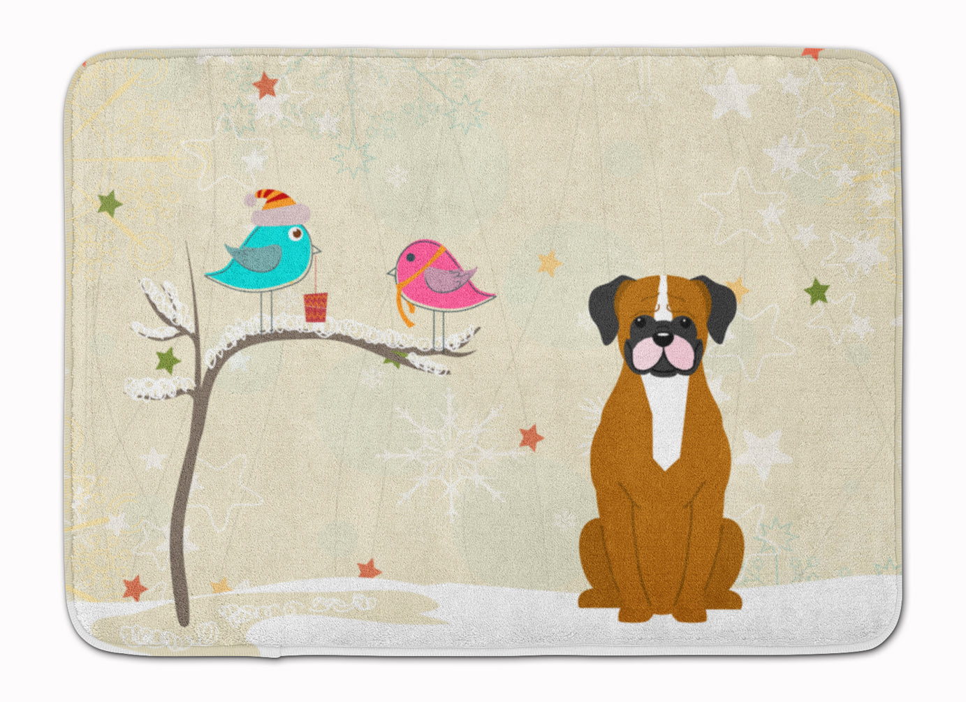 Christmas Presents between Friends Boxer - Flashy Fawn Memory Foam Kitchen Mat Machine Washable Anti-Fatigue Cushion Comfort Bath or Kitchen Rug