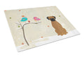 Christmas Presents between Friends Boxer - Brindle Cutting Board Tempered Glass Kitchen Cutting Surface, Heat Resistant Chopping, Non-Slip Feet, Food Prep & Serving