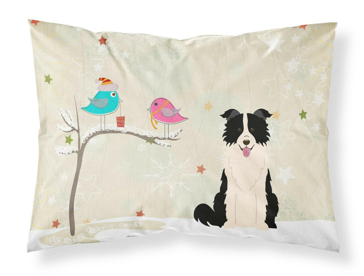 Christmas Presents between Friends Border Collie - Black and White Standard Pillowcase Lightweight Super Soft Easy Care Decorative Artwork Pillowcase, Standard