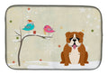 Christmas Presents between Friends English Bulldog - Red and White Dish Drying Mat Absorbent Dish Drying Mat Pad for Kitchen Counter Dish Drainer Mat for Countertop, 14 x 21", Multicolor