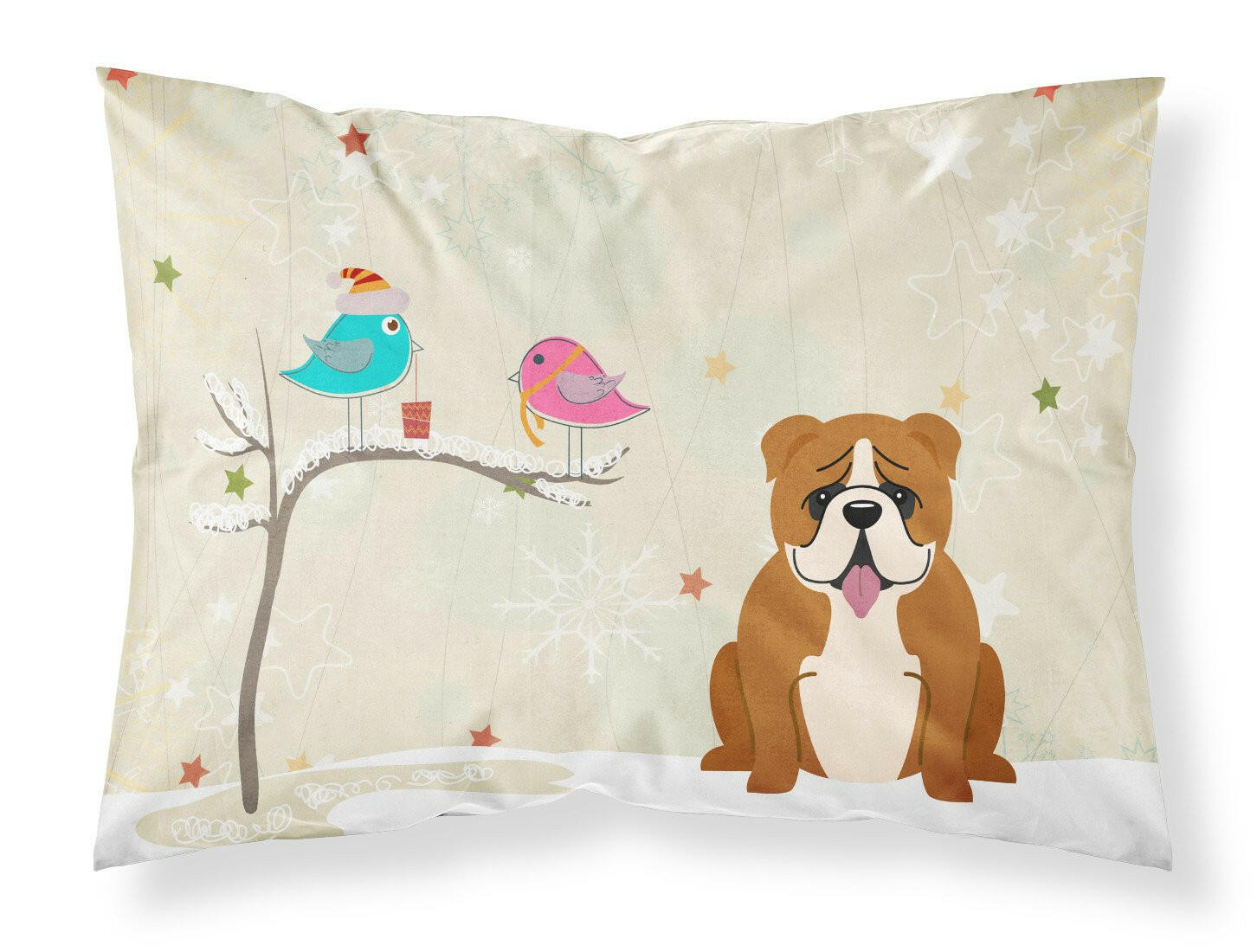 Christmas Presents between Friends English Bulldog - Red and White Standard Pillowcase Lightweight Super Soft Easy Care Decorative Artwork Pillowcase, Standard