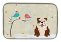Christmas Presents between Friends English Bulldog Dish Drying Mat Absorbent Dish Drying Mat Pad for Kitchen Counter Dish Drainer Mat for Countertop, 14 x 21", Multicolor