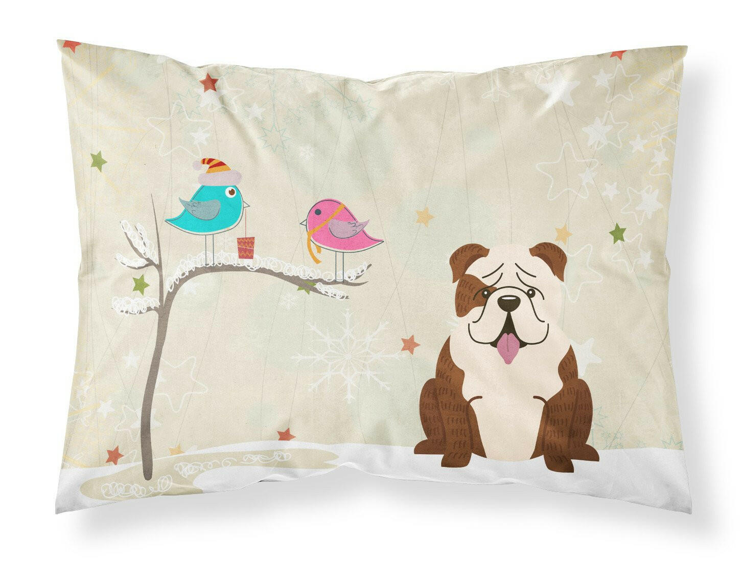 Christmas Presents between Friends English Bulldog Standard Pillowcase Lightweight Super Soft Easy Care Decorative Artwork Pillowcase, Standard