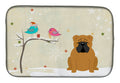 Christmas Presents between Friends English Bulldog - Red Dish Drying Mat Absorbent Dish Drying Mat Pad for Kitchen Counter Dish Drainer Mat for Countertop, 14 x 21", Multicolor