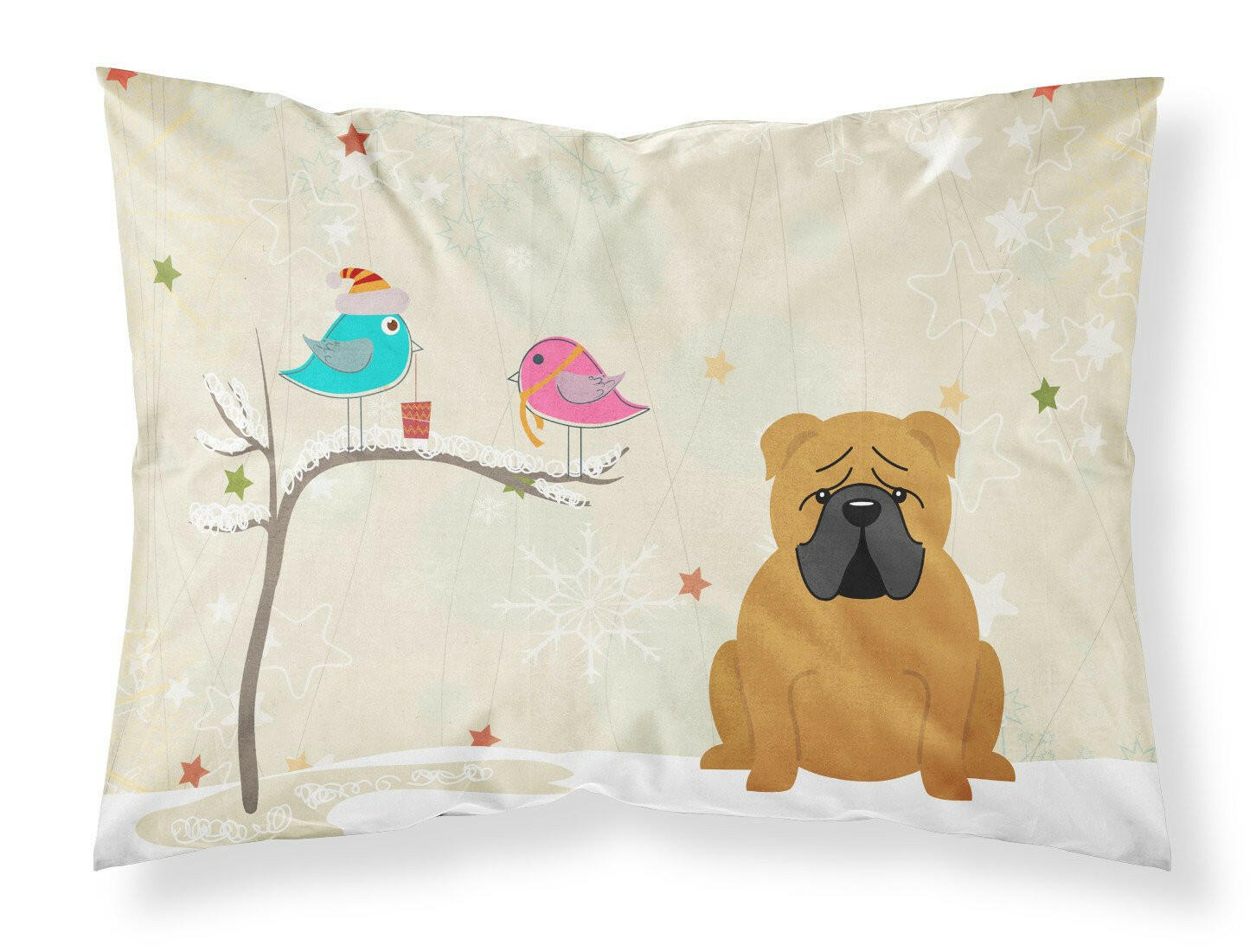 Christmas Presents between Friends English Bulldog - Red Standard Pillowcase Lightweight Super Soft Easy Care Decorative Artwork Pillowcase, Standard