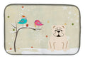 Christmas Presents between Friends English Bulldog - White Dish Drying Mat Absorbent Dish Drying Mat Pad for Kitchen Counter Dish Drainer Mat for Countertop, 14 x 21", Multicolor