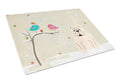 Christmas Presents between Friends English Bulldog - White Cutting Board Tempered Glass Kitchen Cutting Surface, Heat Resistant Chopping, Non-Slip Feet, Food Prep & Serving