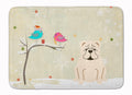 Christmas Presents between Friends English Bulldog - White Memory Foam Kitchen Mat Machine Washable Anti-Fatigue Cushion Comfort Bath or Kitchen Rug