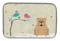Christmas Presents between Friends English Bulldog - Fawn Dish Drying Mat Absorbent Dish Drying Mat Pad for Kitchen Counter Dish Drainer Mat for Countertop, 14 x 21", Multicolor