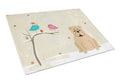 Christmas Presents between Friends English Bulldog - Fawn Cutting Board Tempered Glass Kitchen Cutting Surface, Heat Resistant Chopping, Non-Slip Feet, Food Prep & Serving