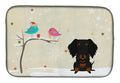 Christmas Presents between Friends Dachshund - Wire - Black Dish Drying Mat Absorbent Dish Drying Mat Pad for Kitchen Counter Dish Drainer Mat for Countertop, 14 x 21", Multicolor