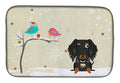 Christmas Presents between Friends Dachshund - Wire - Dapple Dish Drying Mat Absorbent Dish Drying Mat Pad for Kitchen Counter Dish Drainer Mat for Countertop, 14 x 21", Multicolor