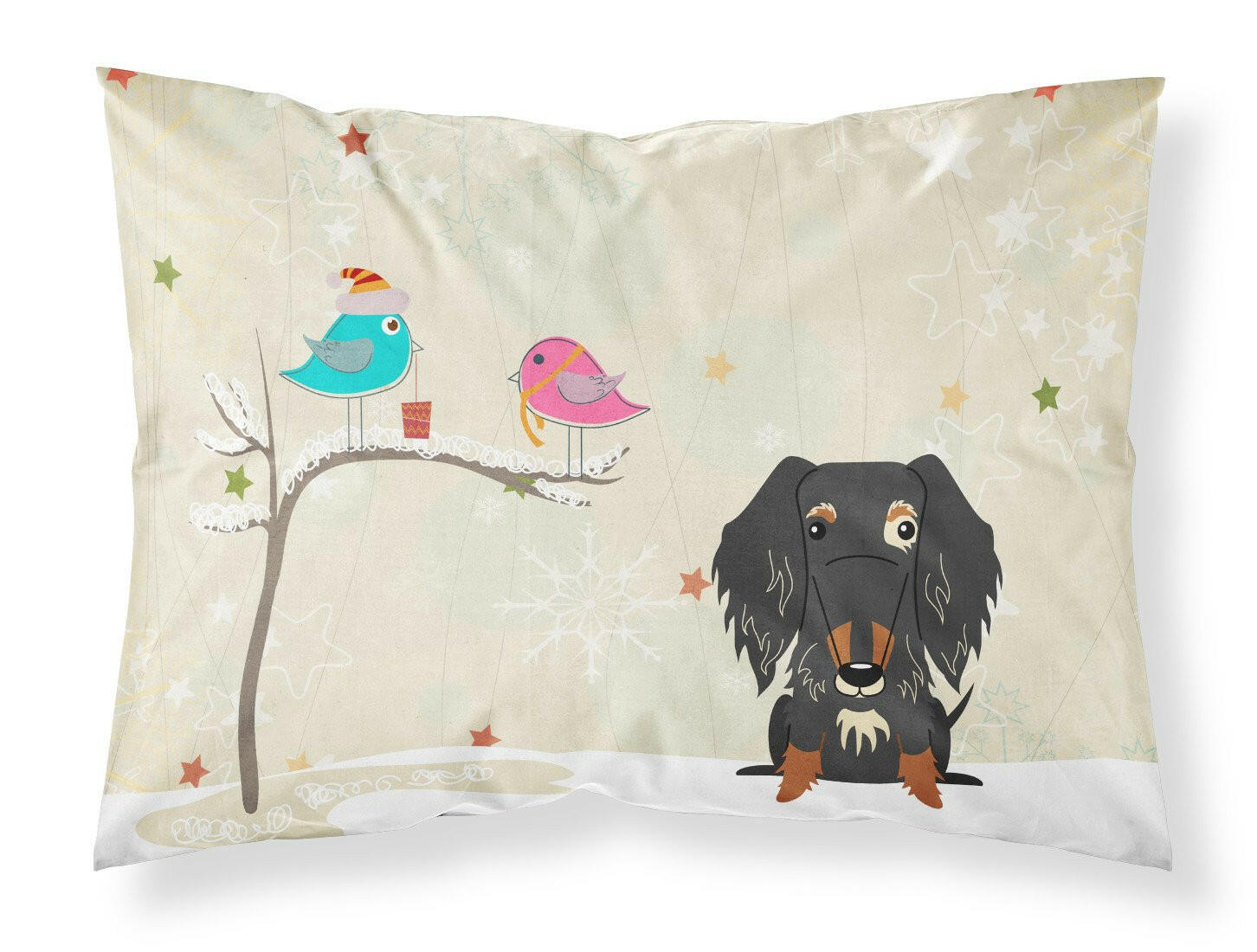 Christmas Presents between Friends Dachshund - Wire - Dapple Standard Pillowcase Lightweight Super Soft Easy Care Decorative Artwork Pillowcase, Standard