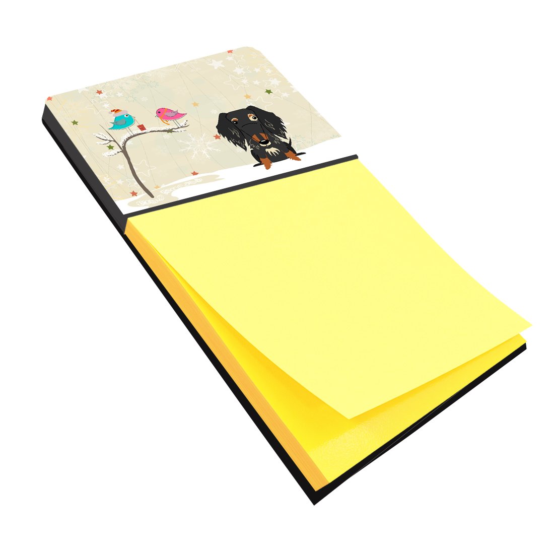 Christmas Presents between Friends Dachshund - Wire - Dapple Watercolor Sticky Note Holder Refillable Dispenser Desk Accessory 3x3 Pad Gift