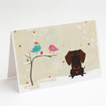 Christmas Presents between Friends Dachshund - Chocolate Greeting Cards Pack of 8 Blank Cards with Envelopes Whimsical A7 Size 5x7