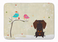 Christmas Presents between Friends Dachshund - Chocolate Memory Foam Kitchen Mat Machine Washable Anti-Fatigue Cushion Comfort Bath or Kitchen Rug