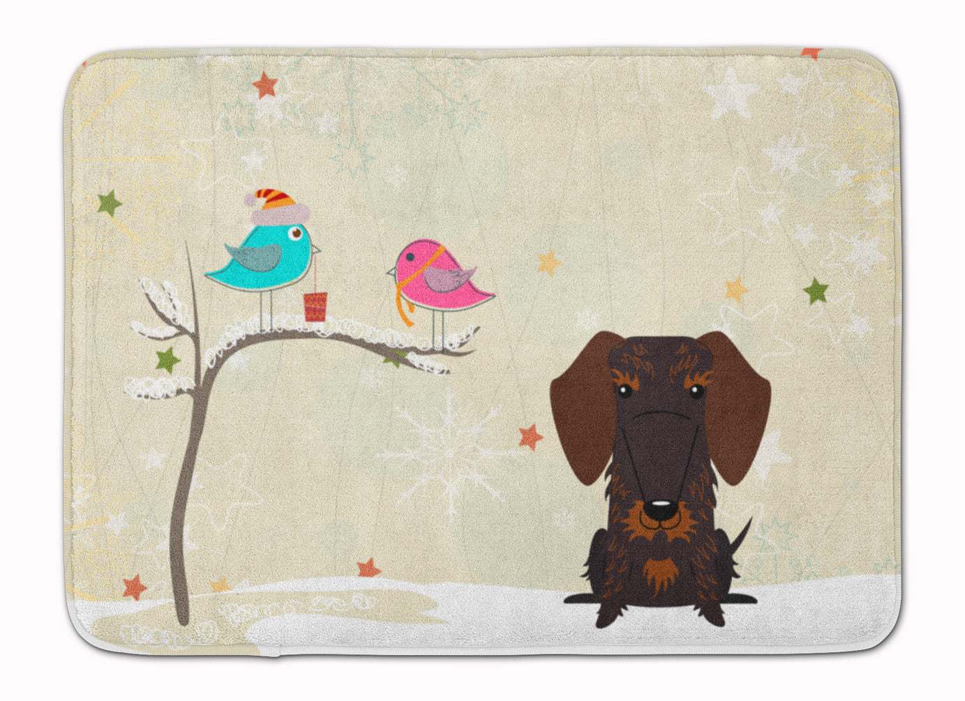 Christmas Presents between Friends Dachshund - Chocolate Memory Foam Kitchen Mat Machine Washable Anti-Fatigue Cushion Comfort Bath or Kitchen Rug