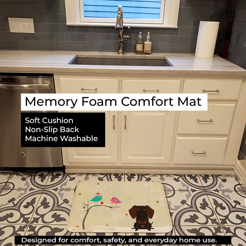 Christmas Presents between Friends Dachshund - Chocolate Memory Foam Kitchen Mat Machine Washable Anti-Fatigue Cushion Comfort Bath or Kitchen Rug
