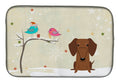 Christmas Presents between Friends Dachshund - Red Dish Drying Mat Absorbent Dish Drying Mat Pad for Kitchen Counter Dish Drainer Mat for Countertop, 14 x 21", Multicolor