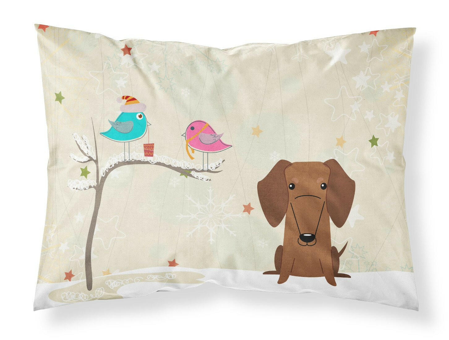 Christmas Presents between Friends Dachshund - Red Standard Pillowcase Lightweight Super Soft Easy Care Decorative Artwork Pillowcase, Standard