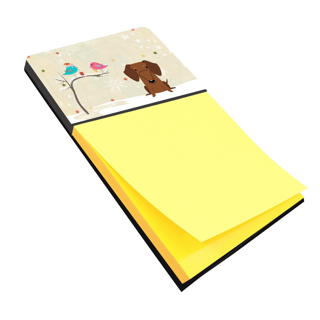 Christmas Presents between Friends Dachshund - Red Watercolor Sticky Note Holder Refillable Dispenser Desk Accessory 3x3 Pad Gift