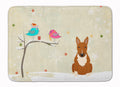 Christmas Presents between Friends Bull Terrier - Red Memory Foam Kitchen Mat Machine Washable Anti-Fatigue Cushion Comfort Bath or Kitchen Rug