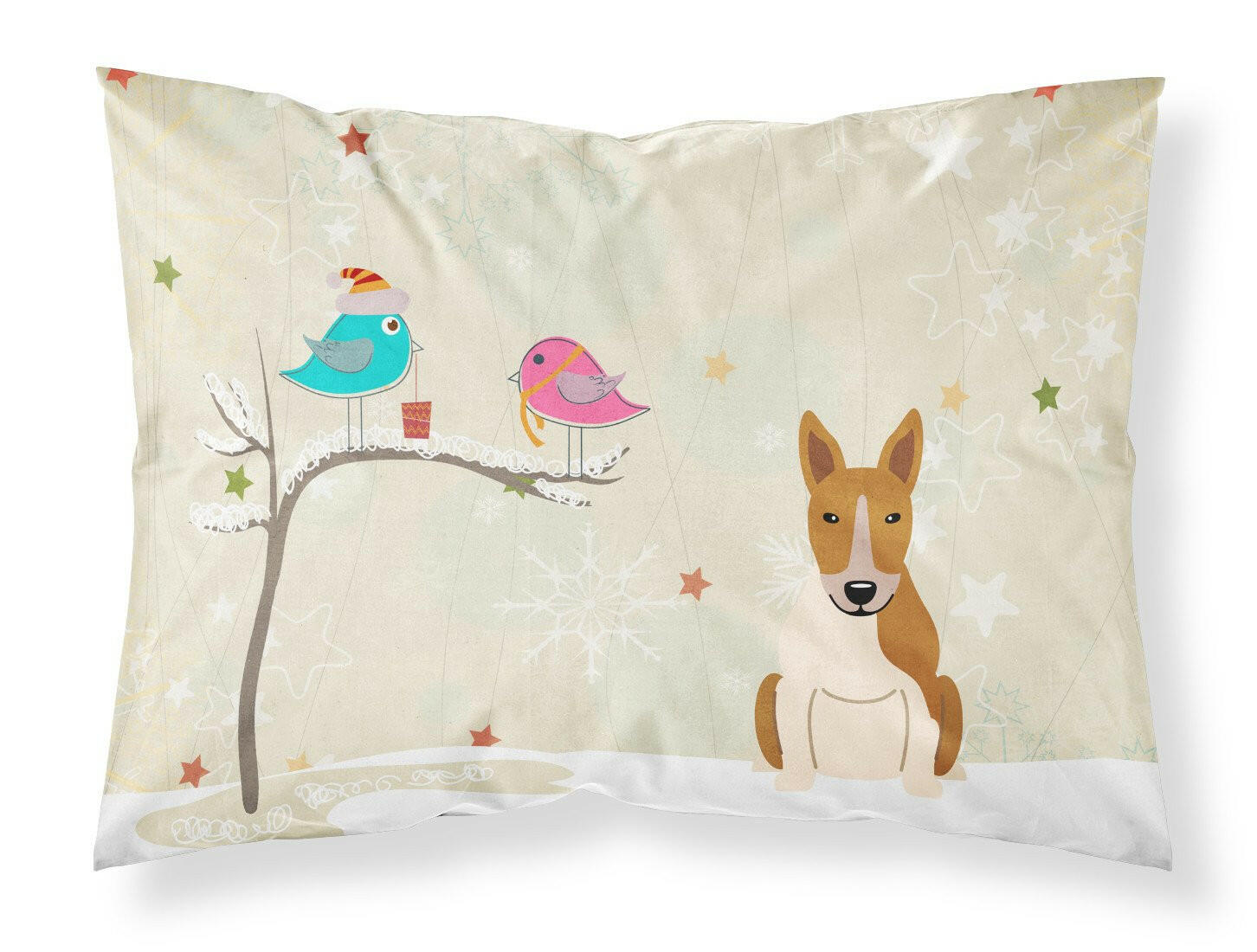 Christmas Presents between Friends Bull Terrier - Red and White Standard Pillowcase Lightweight Super Soft Easy Care Decorative Artwork Pillowcase, Standard