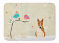 Christmas Presents between Friends Bull Terrier - Red and White Memory Foam Kitchen Mat Machine Washable Anti-Fatigue Cushion Comfort Bath or Kitchen Rug