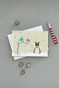 Christmas Presents between Friends Bull Terrier - Dark Brindle Greeting Cards Pack of 8 Blank Cards with Envelopes Whimsical A7 Size 5x7