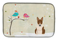 Christmas Presents between Friends Bull Terrier - Brindle Dish Drying Mat Absorbent Dish Drying Mat Pad for Kitchen Counter Dish Drainer Mat for Countertop, 14 x 21", Multicolor
