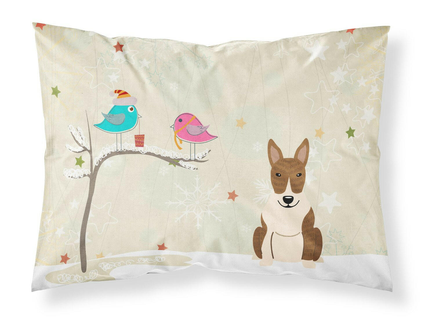 Christmas Presents between Friends Bull Terrier - Brindle Standard Pillowcase Lightweight Super Soft Easy Care Decorative Artwork Pillowcase, Standard