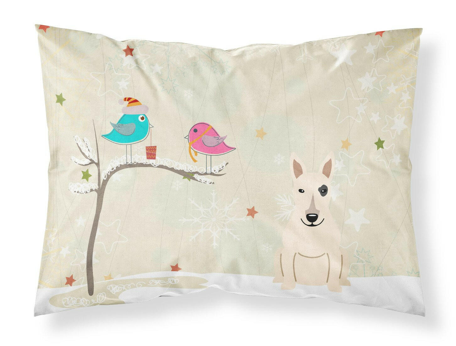 Christmas Presents between Friends Bull Terrier - White Standard Pillowcase Lightweight Super Soft Easy Care Decorative Artwork Pillowcase, Standard