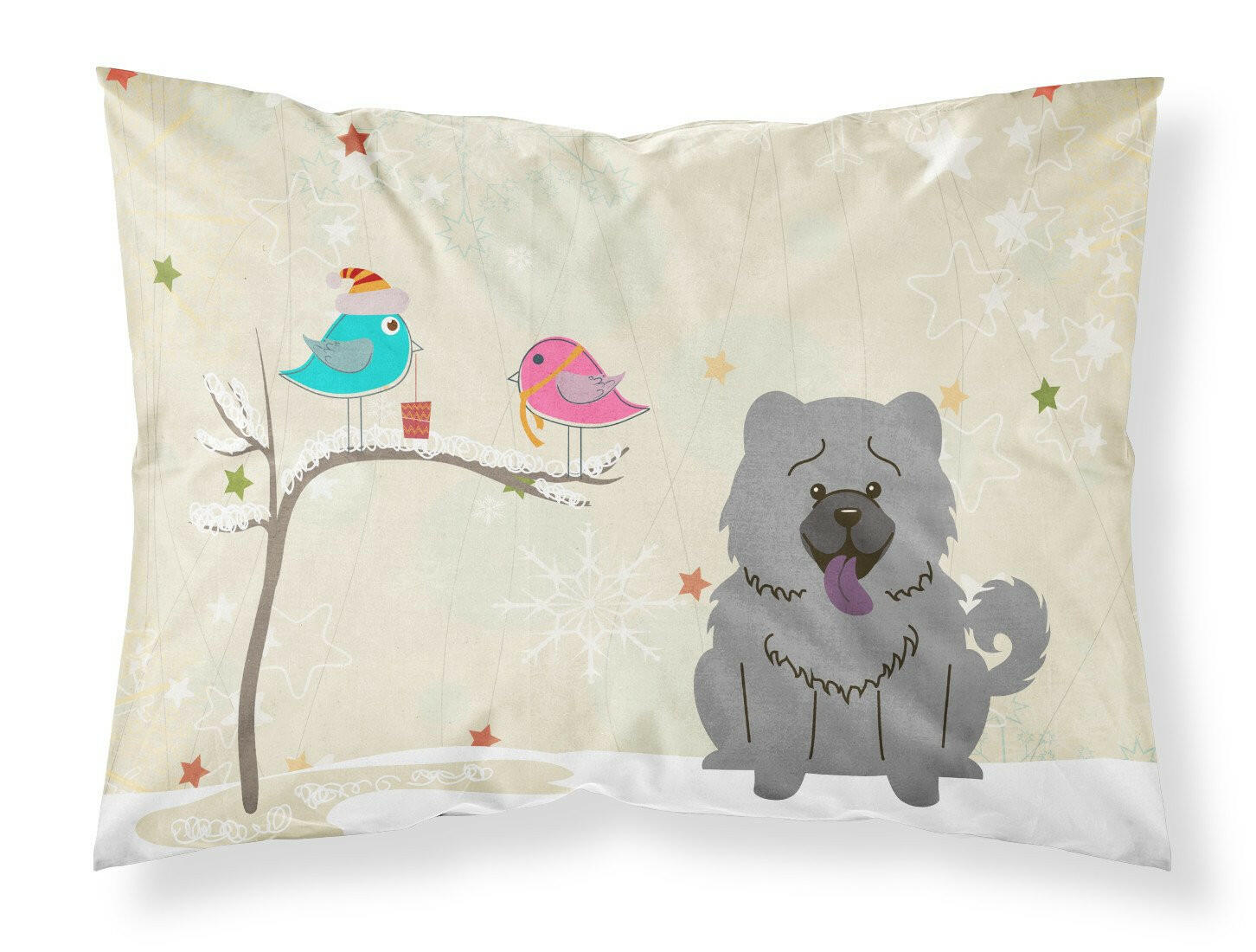 Christmas Presents between Friends Chow Chow - Blue Standard Pillowcase Lightweight Super Soft Easy Care Decorative Artwork Pillowcase, Standard
