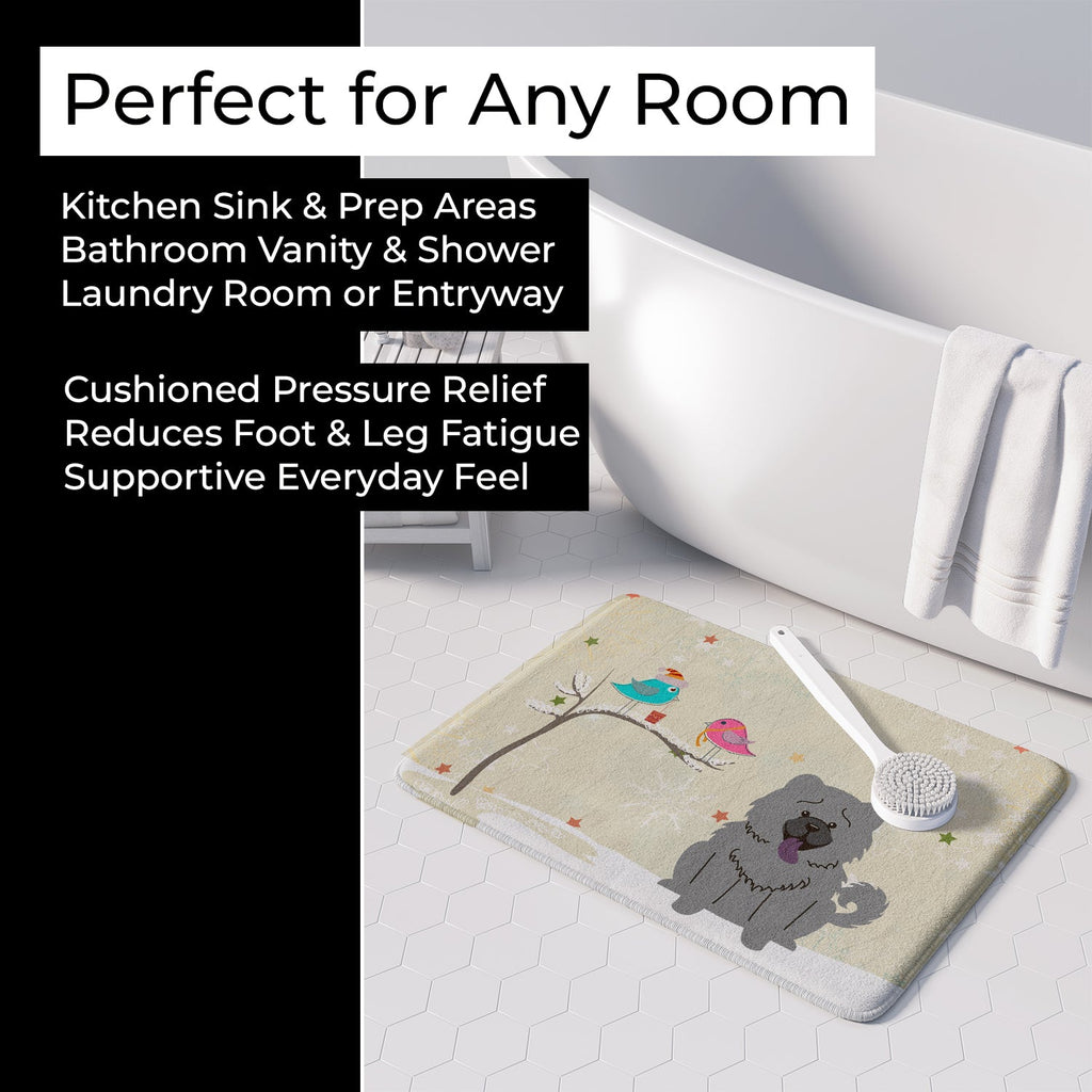 Christmas Presents between Friends Chow Chow - Blue Memory Foam Kitchen Mat Machine Washable Anti-Fatigue Cushion Comfort Bath or Kitchen Rug