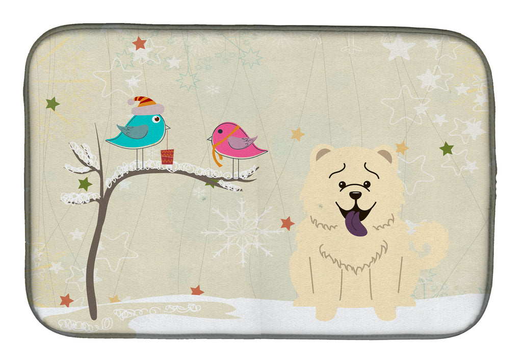 Christmas Presents between Friends Chow Chow - White Dish Drying Mat Absorbent Dish Drying Mat Pad for Kitchen Counter Dish Drainer Mat for Countertop, 14 x 21", Multicolor