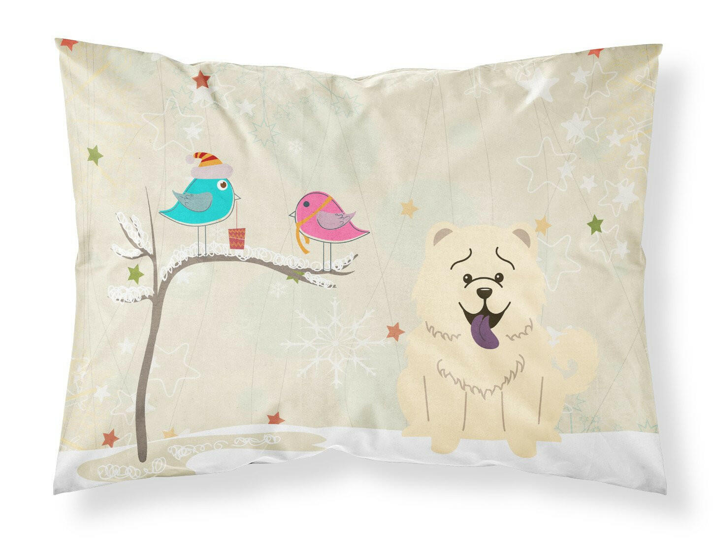 Christmas Presents between Friends Chow Chow - White Standard Pillowcase Lightweight Super Soft Easy Care Decorative Artwork Pillowcase, Standard