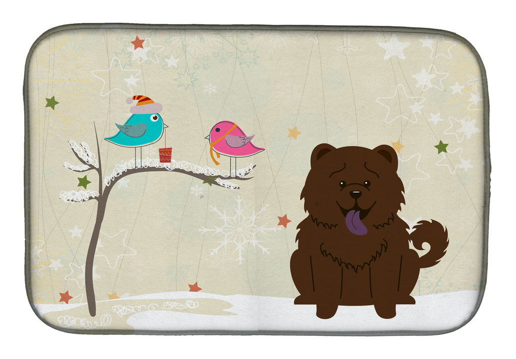 Christmas Presents between Friends Chow Chow - Chocolate Dish Drying Mat Absorbent Dish Drying Mat Pad for Kitchen Counter Dish Drainer Mat for Countertop, 14 x 21", Multicolor