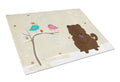 Christmas Presents between Friends Chow Chow - Chocolate Cutting Board Tempered Glass Kitchen Cutting Surface, Heat Resistant Chopping, Non-Slip Feet, Food Prep & Serving