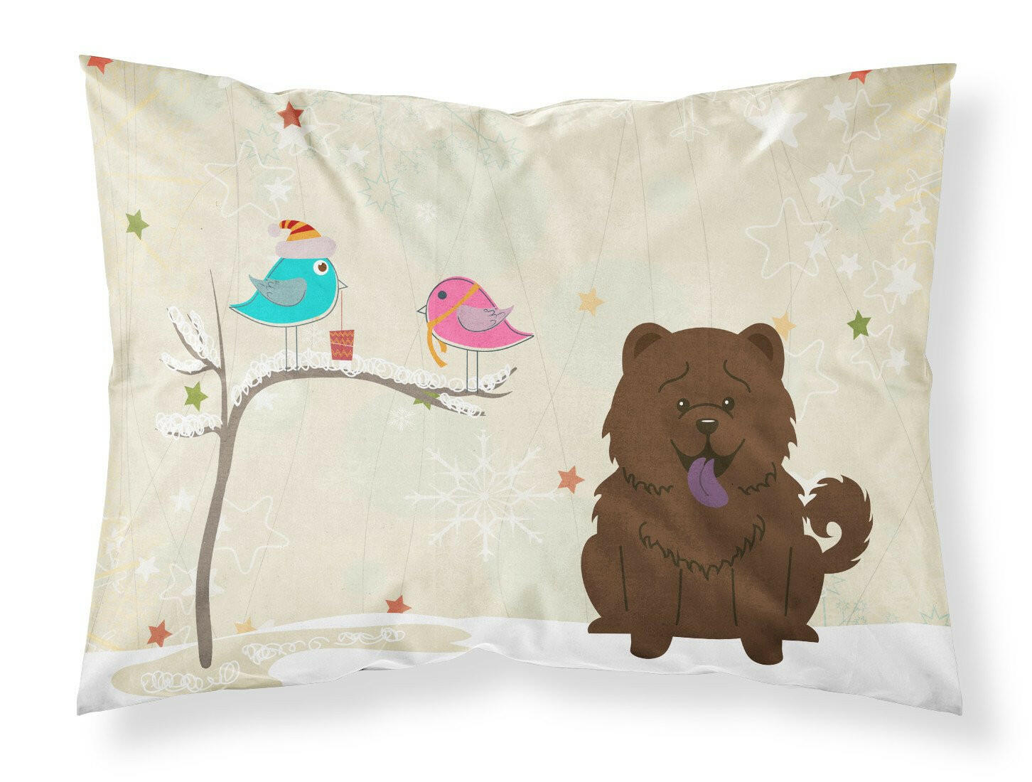 Christmas Presents between Friends Chow Chow - Chocolate Standard Pillowcase Lightweight Super Soft Easy Care Decorative Artwork Pillowcase, Standard
