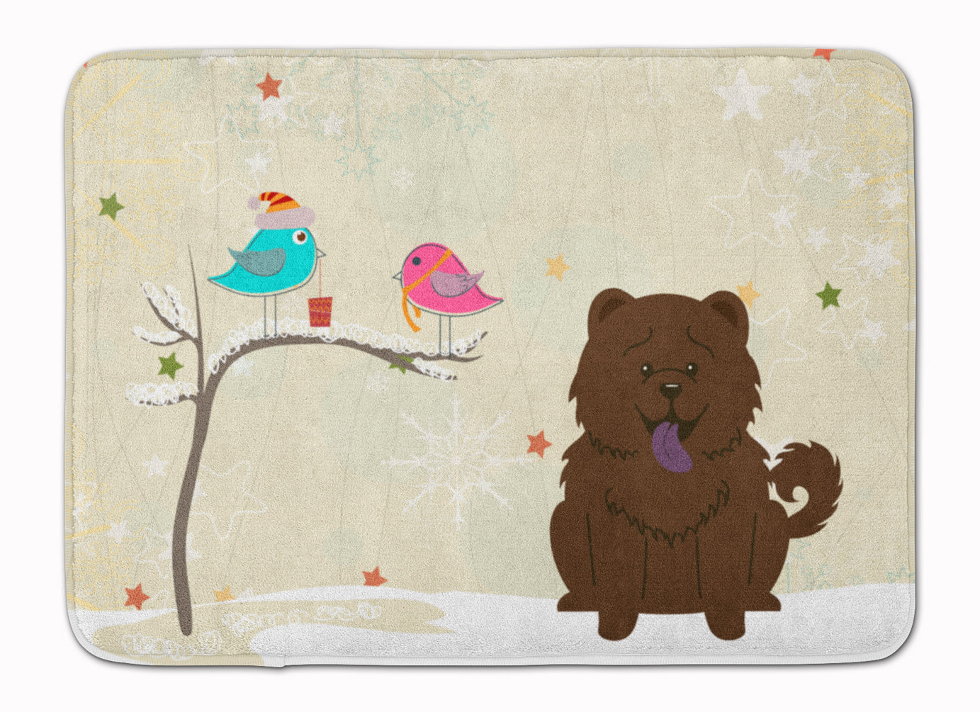 Christmas Presents between Friends Chow Chow - Chocolate Memory Foam Kitchen Mat Machine Washable Anti-Fatigue Cushion Comfort Bath or Kitchen Rug