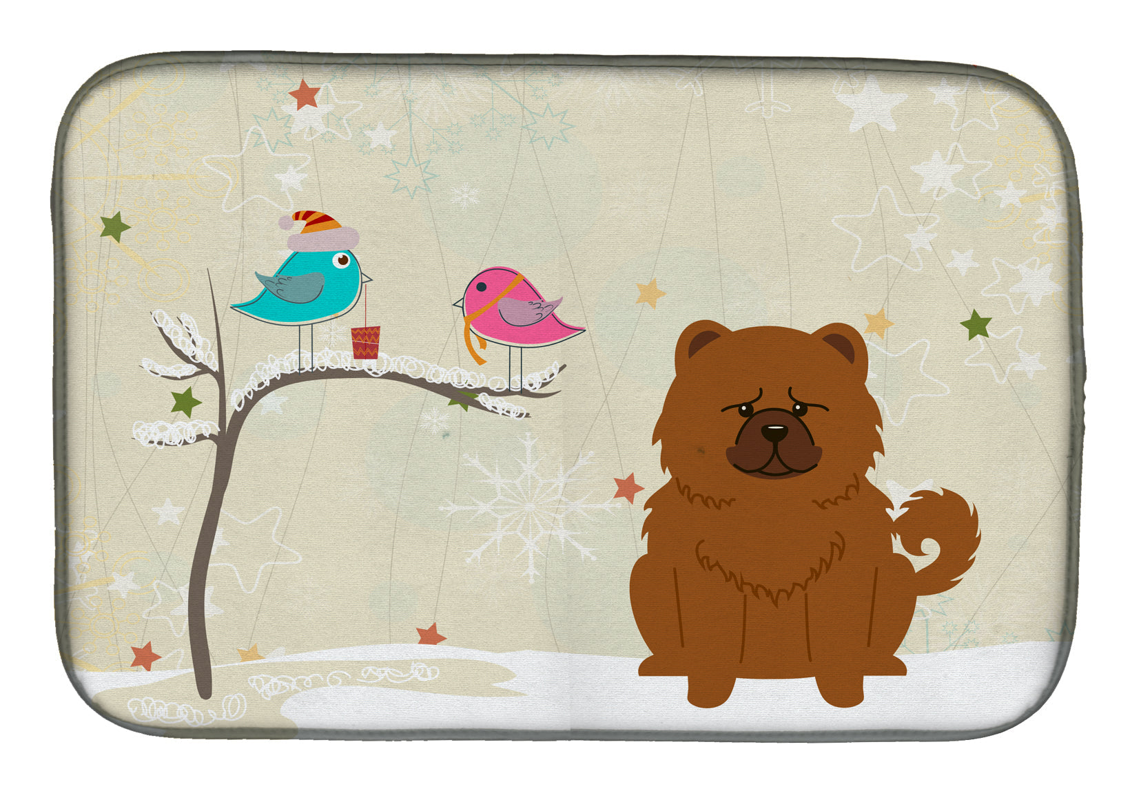 Christmas Presents between Friends Chow Chow - Red Dish Drying Mat Absorbent Dish Drying Mat Pad for Kitchen Counter Dish Drainer Mat for Countertop, 14 x 21", Multicolor